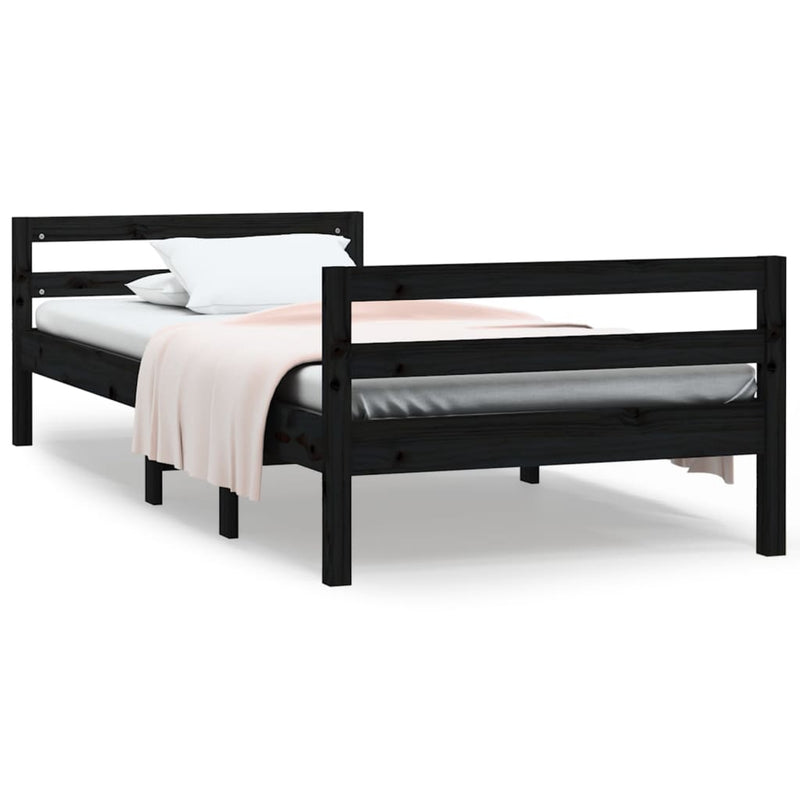 Bed Frame without Mattress Black 90x190 cm Solid Wood Pine Payday Deals