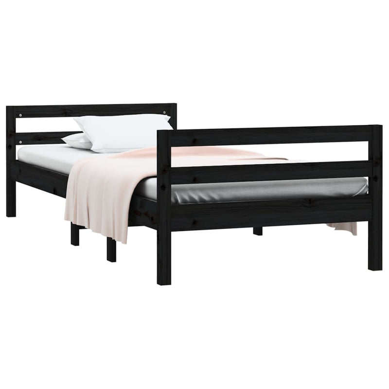 Bed Frame without Mattress Black 90x190 cm Solid Wood Pine Payday Deals