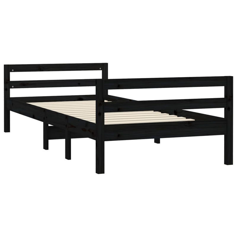 Bed Frame without Mattress Black 90x190 cm Solid Wood Pine Payday Deals