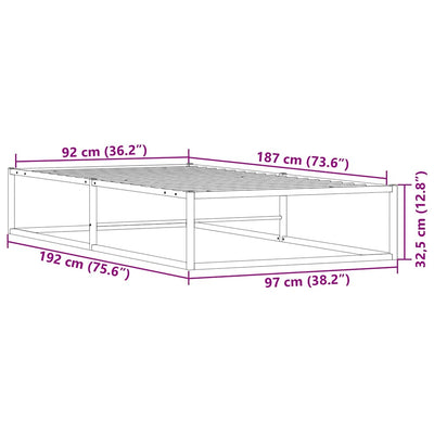 Bed Frame without Mattress Black 92x187 cm Single Metal Payday Deals