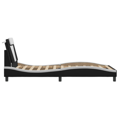 Bed Frame without Mattress Black and White 107x203 cm King Single Faux Leather Payday Deals