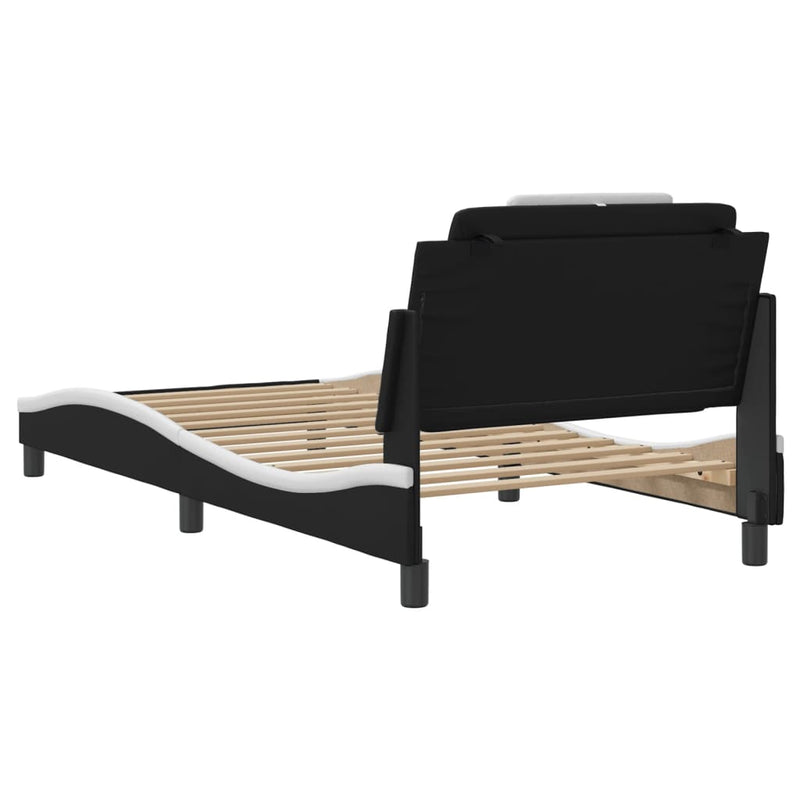Bed Frame without Mattress Black and White 107x203 cm King Single Faux Leather Payday Deals