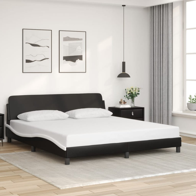 Bed Frame without Mattress Black and White 183x203 cm King Faux Leather Payday Deals