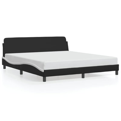 Bed Frame without Mattress Black and White 183x203 cm King Faux Leather Payday Deals