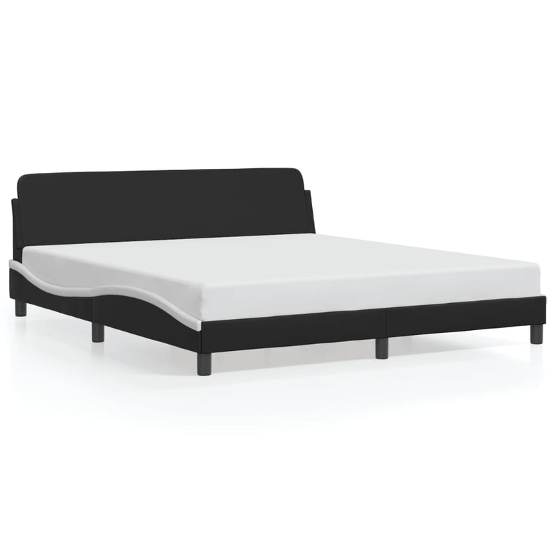 Bed Frame without Mattress Black and White 183x203 cm King Faux Leather Payday Deals