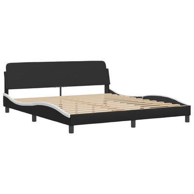 Bed Frame without Mattress Black and White 183x203 cm King Faux Leather Payday Deals