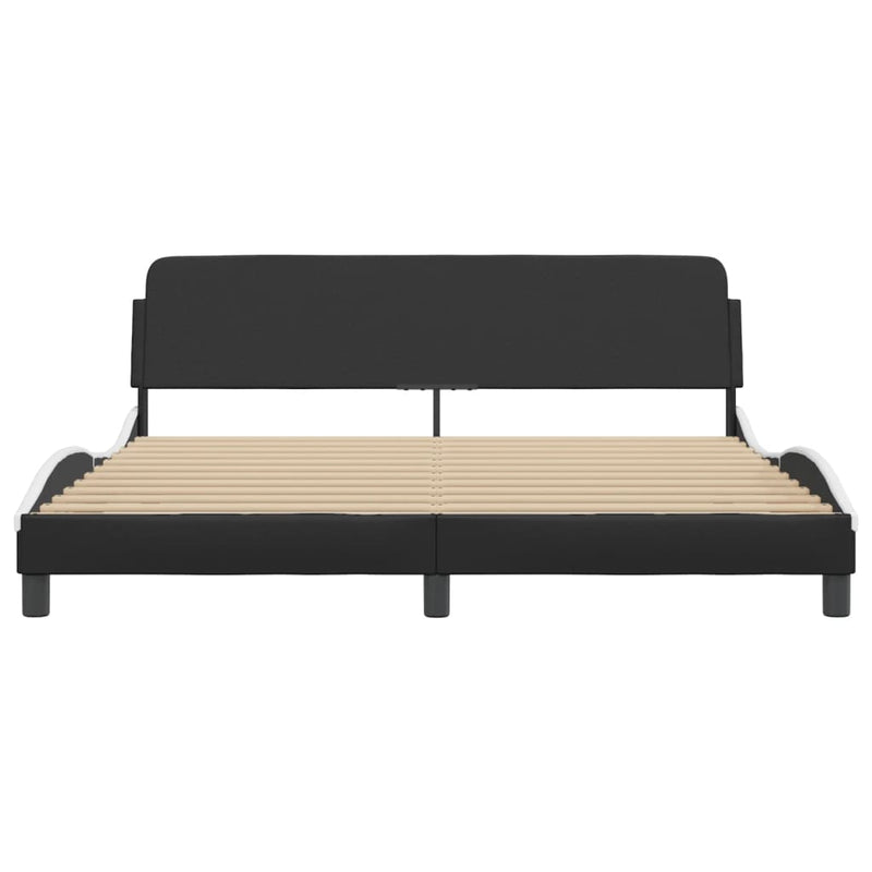 Bed Frame without Mattress Black and White 183x203 cm King Faux Leather Payday Deals