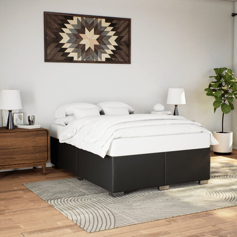 Bed Frame without Mattress Black Double Faux Leather Payday Deals