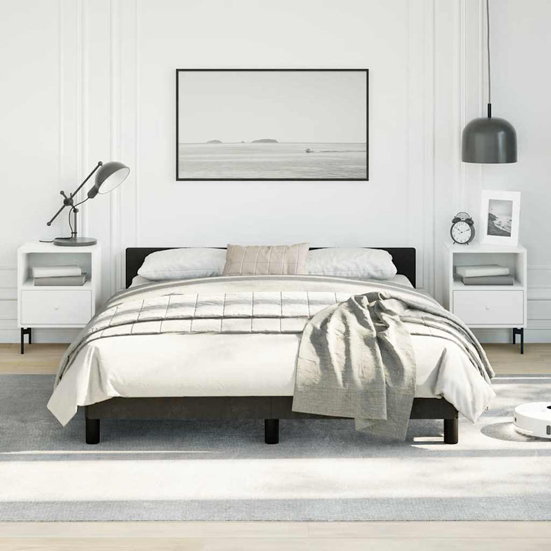 Bed Frame without Mattress Black Double Velvet Payday Deals