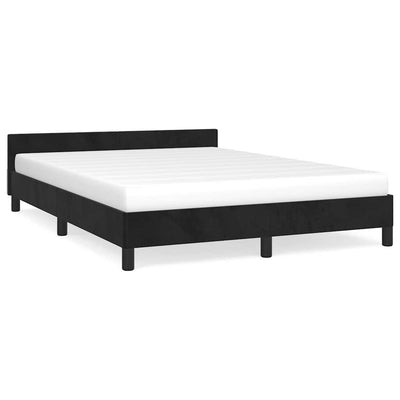 Bed Frame without Mattress Black Double Velvet Payday Deals