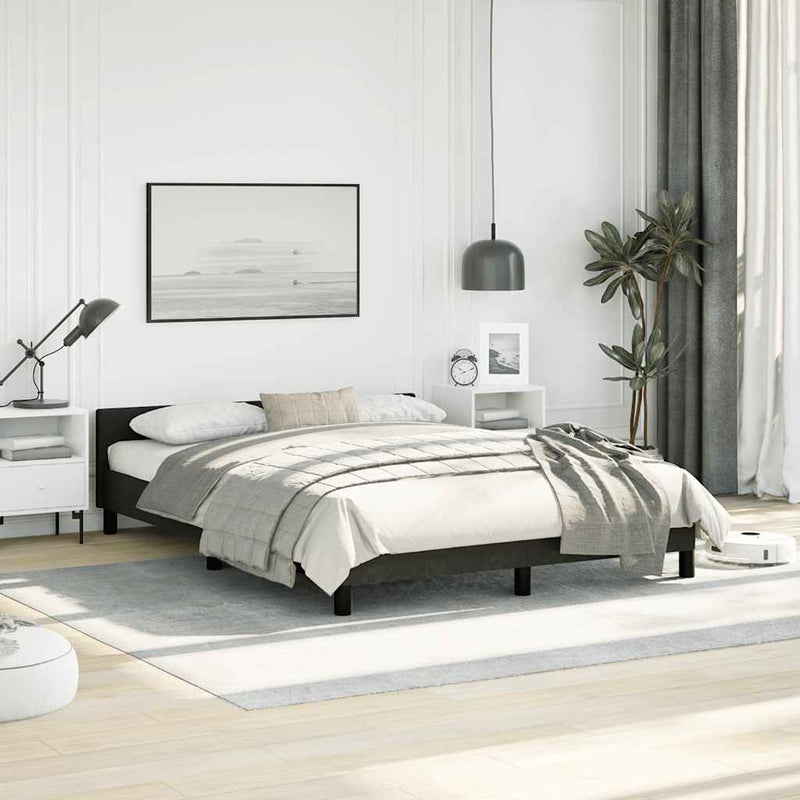 Bed Frame without Mattress Black Double Velvet Payday Deals