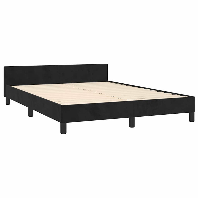Bed Frame without Mattress Black Double Velvet Payday Deals