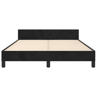 Bed Frame without Mattress Black Double Velvet Payday Deals