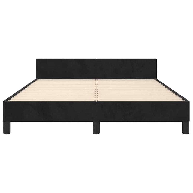 Bed Frame without Mattress Black Double Velvet Payday Deals