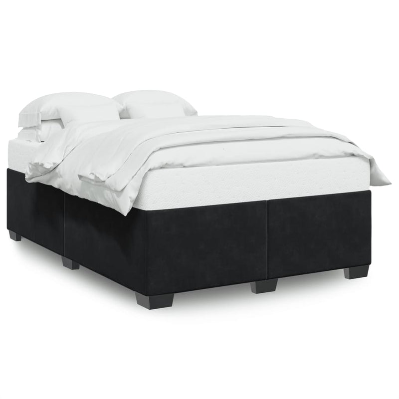 Bed Frame without Mattress Black Double Velvet Payday Deals