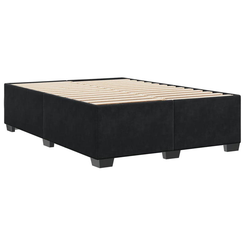 Bed Frame without Mattress Black Double Velvet Payday Deals