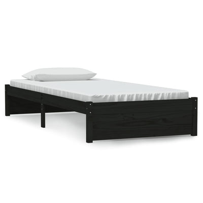 Bed Frame without Mattress Black Solid Wood 90x190 cm Payday Deals