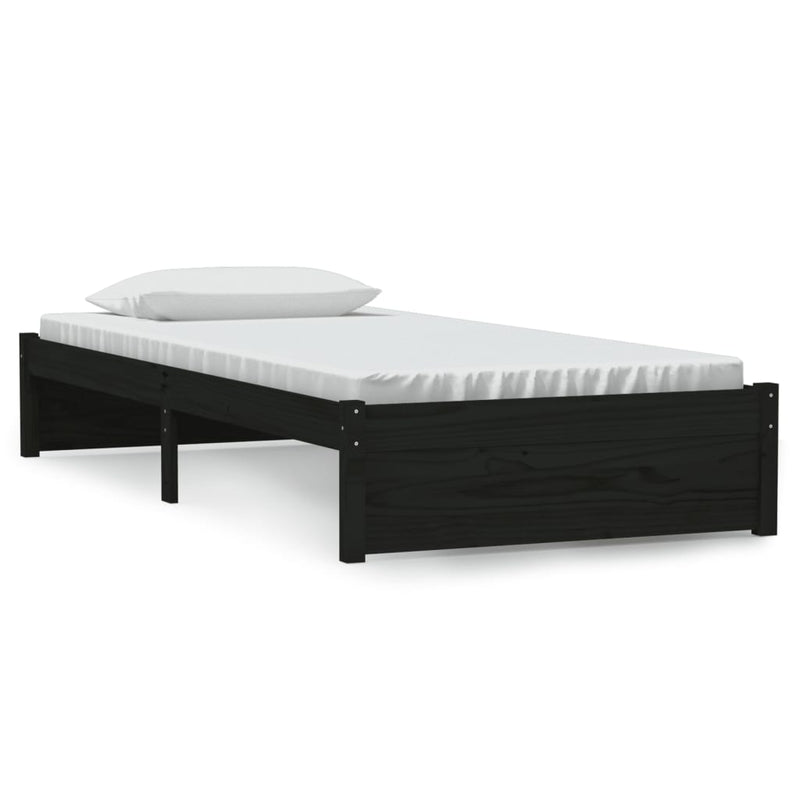 Bed Frame without Mattress Black Solid Wood 90x190 cm Payday Deals