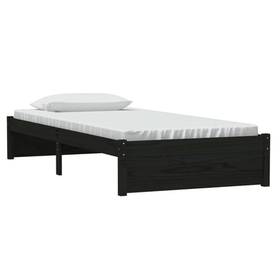 Bed Frame without Mattress Black Solid Wood 90x190 cm Payday Deals
