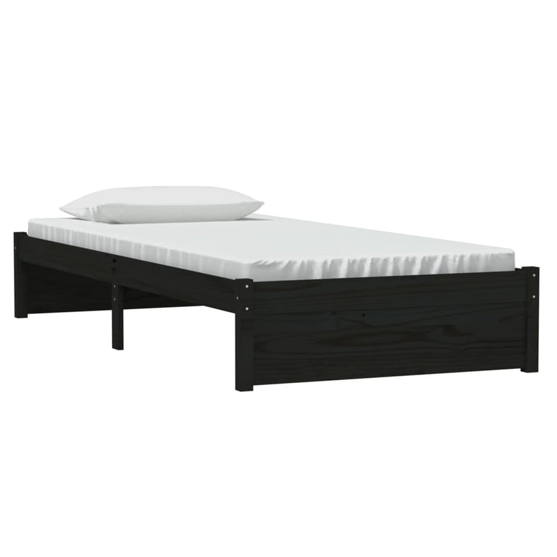 Bed Frame without Mattress Black Solid Wood 90x190 cm Payday Deals