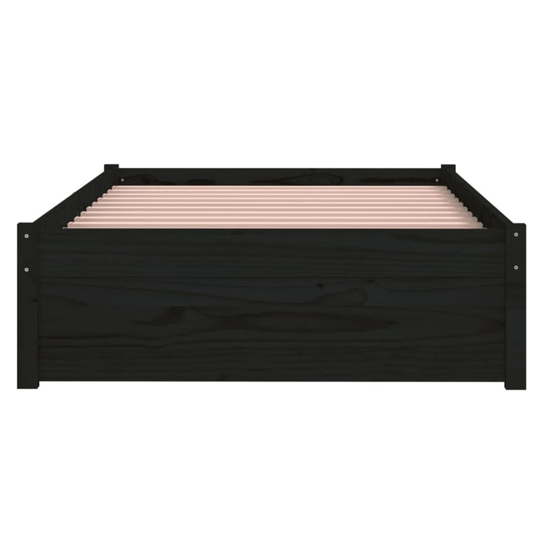 Bed Frame without Mattress Black Solid Wood 90x190 cm Payday Deals