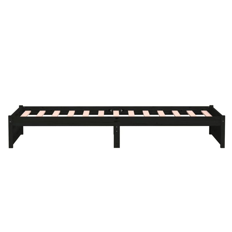 Bed Frame without Mattress Black Solid Wood 90x190 cm Payday Deals