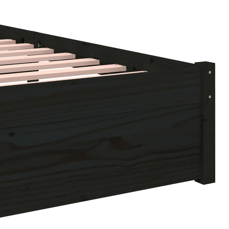 Bed Frame without Mattress Black Solid Wood 90x190 cm Payday Deals