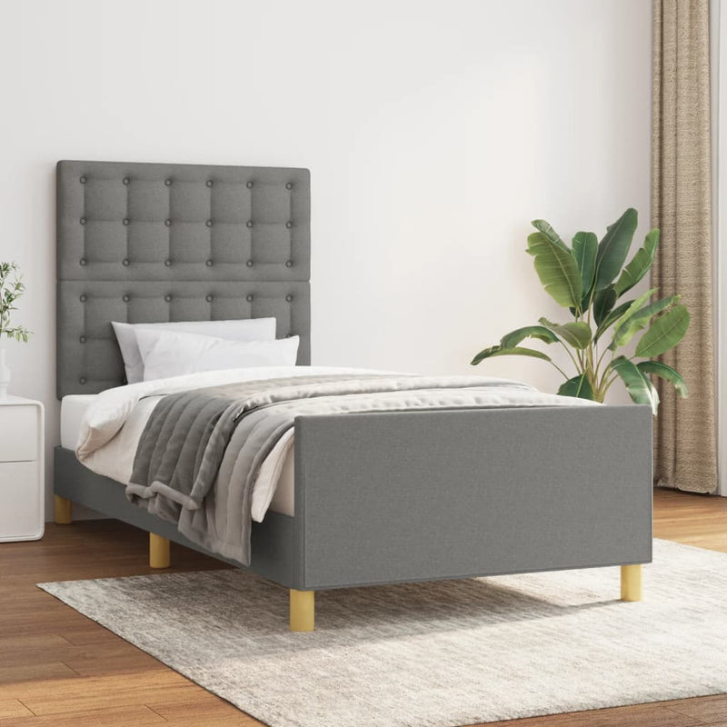 Bed Frame without Mattress Dark Grey 107x203 cm King Single Size Fabric Payday Deals