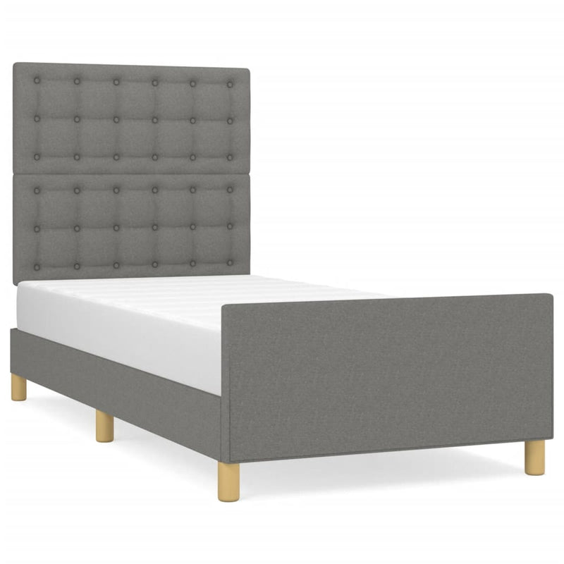Bed Frame without Mattress Dark Grey 107x203 cm King Single Size Fabric Payday Deals