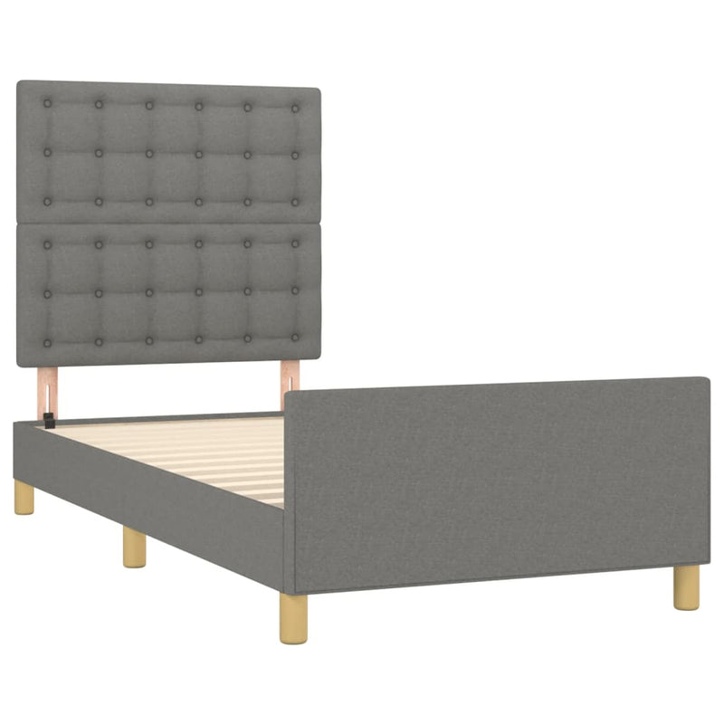 Bed Frame without Mattress Dark Grey 107x203 cm King Single Size Fabric Payday Deals