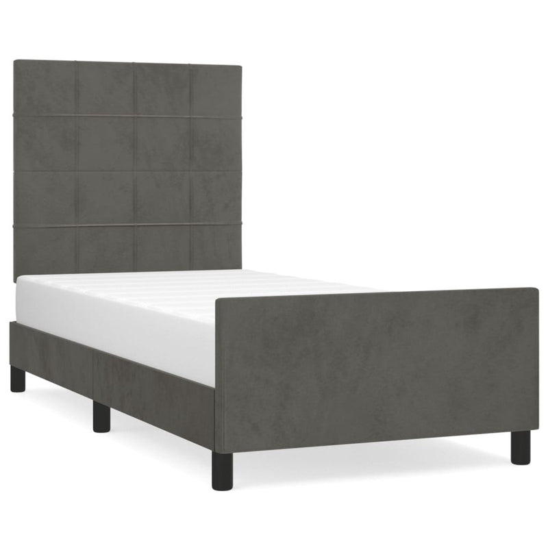 Bed Frame without Mattress Dark Grey 107x203 cm King Single Size Velvet Payday Deals