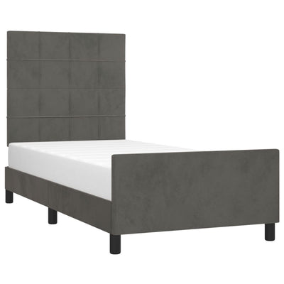 Bed Frame without Mattress Dark Grey 107x203 cm King Single Size Velvet Payday Deals