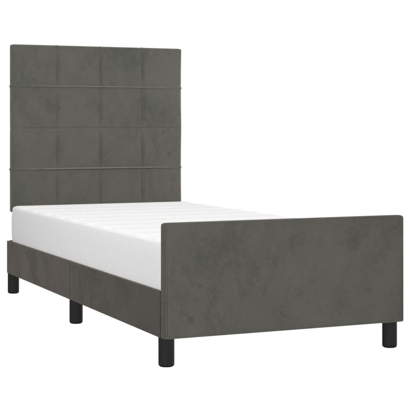 Bed Frame without Mattress Dark Grey 107x203 cm King Single Size Velvet Payday Deals