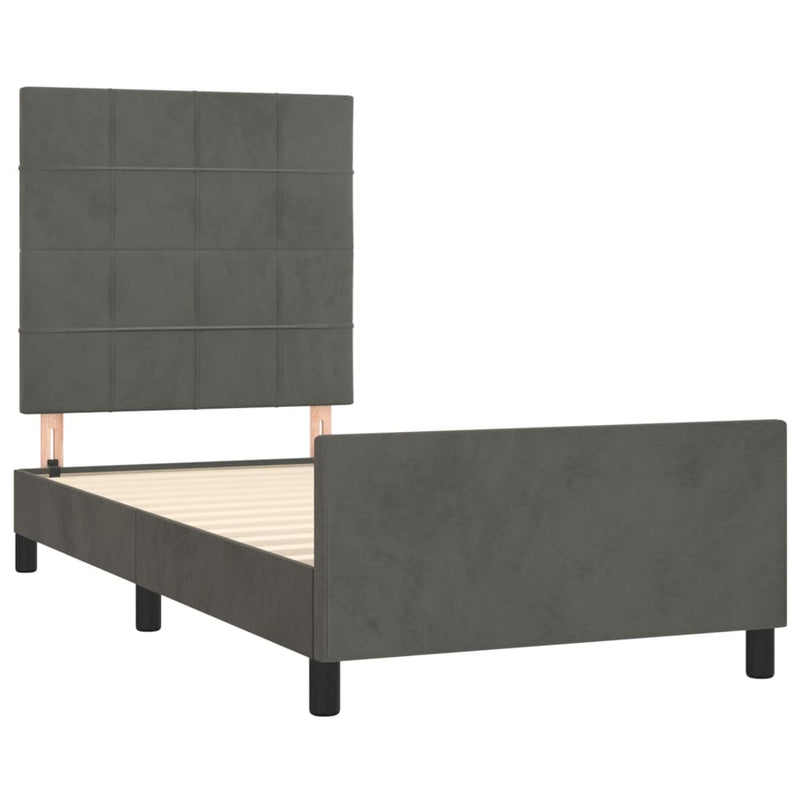 Bed Frame without Mattress Dark Grey 107x203 cm King Single Size Velvet Payday Deals