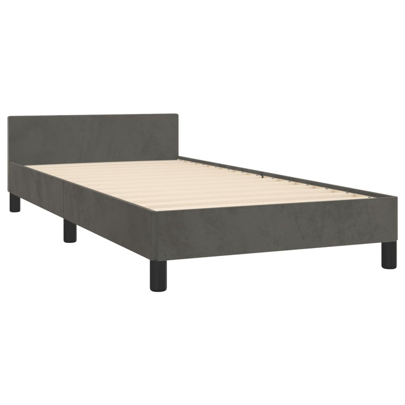 Bed Frame without Mattress Dark Grey 107x203 cm King Single Size Velvet Payday Deals