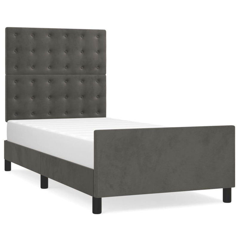Bed Frame without Mattress Dark Grey 107x203 cm King Single Size Velvet Payday Deals