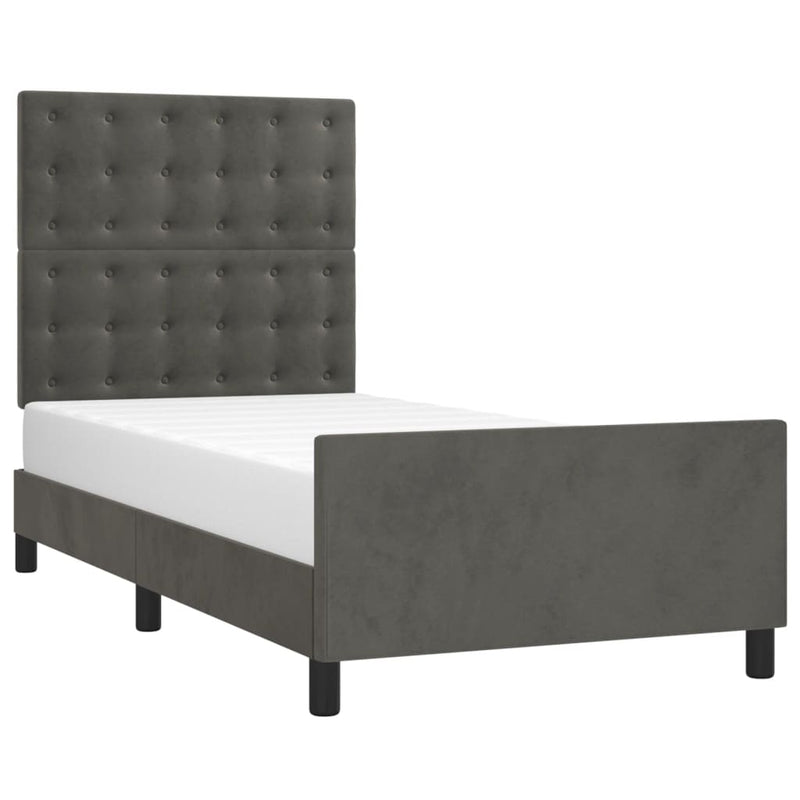 Bed Frame without Mattress Dark Grey 107x203 cm King Single Size Velvet Payday Deals