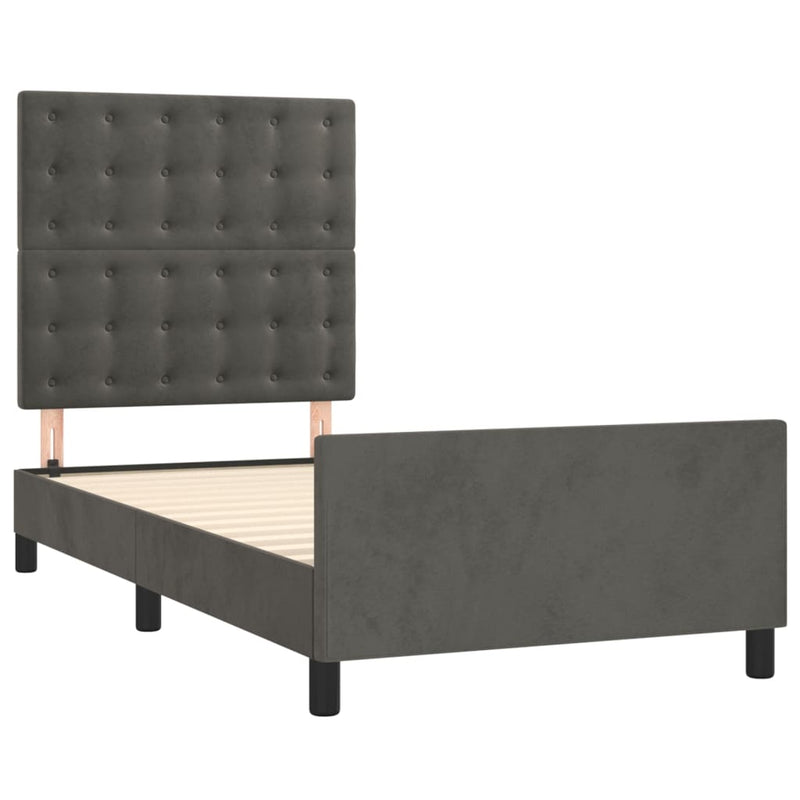 Bed Frame without Mattress Dark Grey 107x203 cm King Single Size Velvet Payday Deals