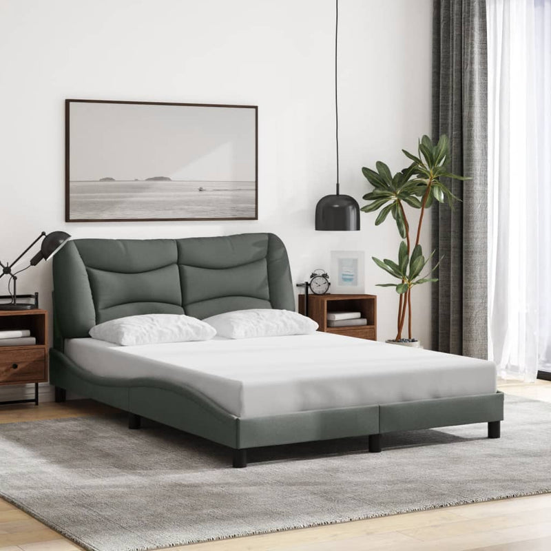 Bed Frame without Mattress Dark Grey 137x187 cm Double Fabric Payday Deals