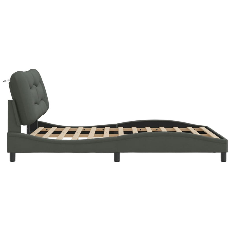 Bed Frame without Mattress Dark Grey 137x187 cm Double Fabric Payday Deals
