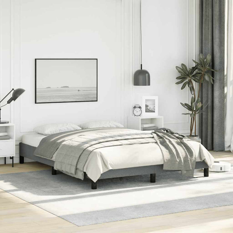 Bed Frame without Mattress Dark Grey 137x187 cm Double Fabric Payday Deals