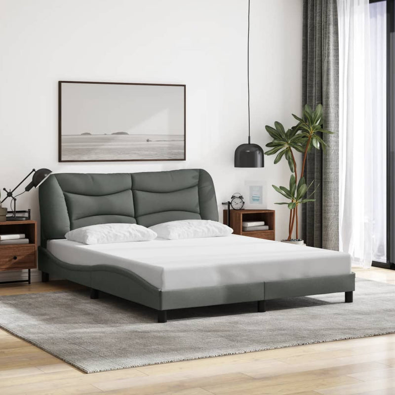 Bed Frame without Mattress Dark Grey 152x203 cm Queen Fabric Payday Deals