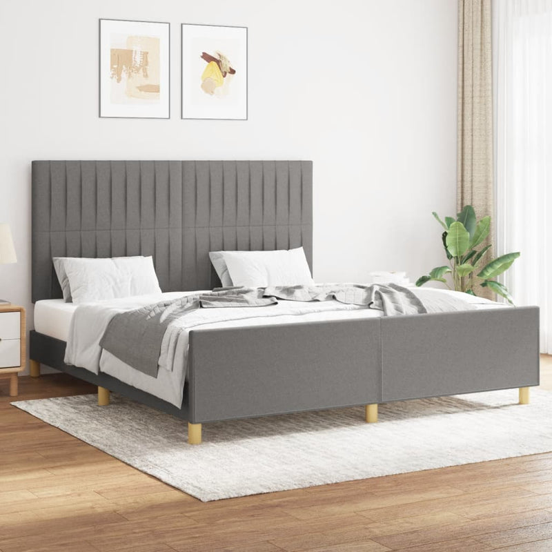 Bed Frame without Mattress Dark Grey 152x203 cm Queen Fabric Payday Deals