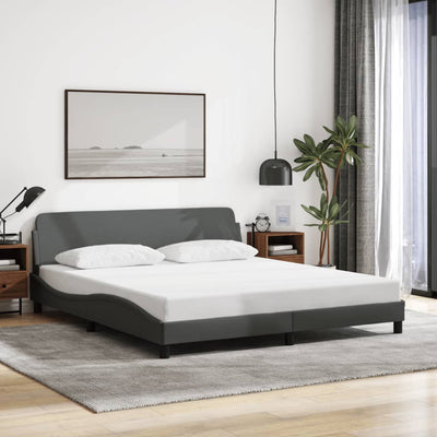 Bed Frame without Mattress Dark Grey 183x203 cm King Fabric Payday Deals