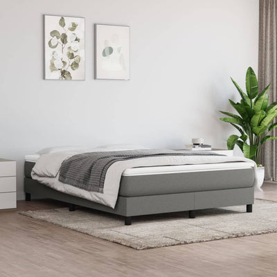 Bed Frame without Mattress Dark Grey Double Fabric