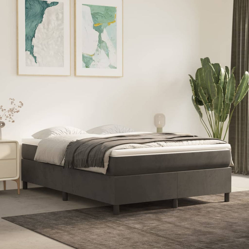 Bed Frame without Mattress Dark Grey Double Velvet Payday Deals