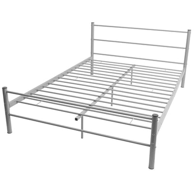 Bed Frame without Mattress Grey Metal Double Size Payday Deals