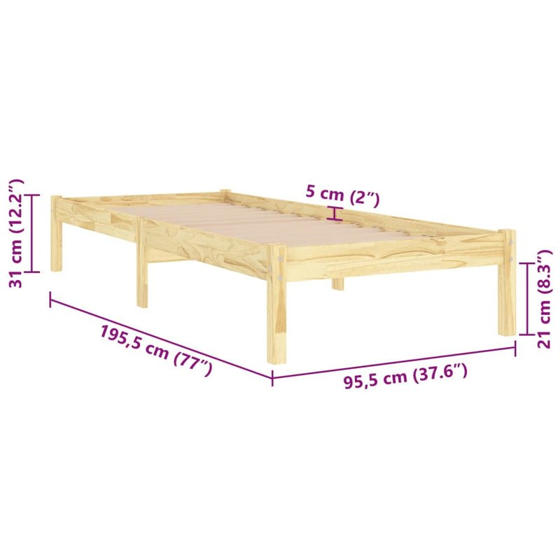 Bed Frame without Mattress Solid Wood 90x190 cm Payday Deals