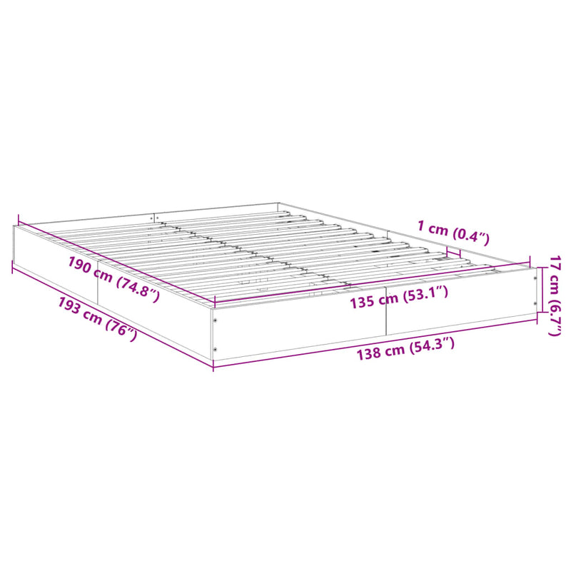 Bed Frame without Mattress White 135x190 cm Engineered Wood Payday Deals