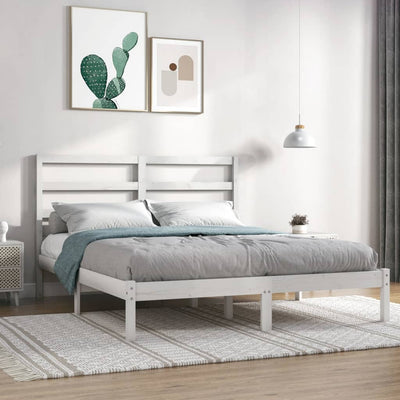 Bed Frame without Mattress White 135x190 cm Solid Wood Payday Deals